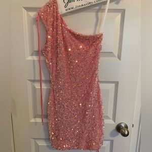Lucy in the sky pink shimmer dress